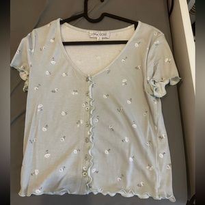 Mint floral print top